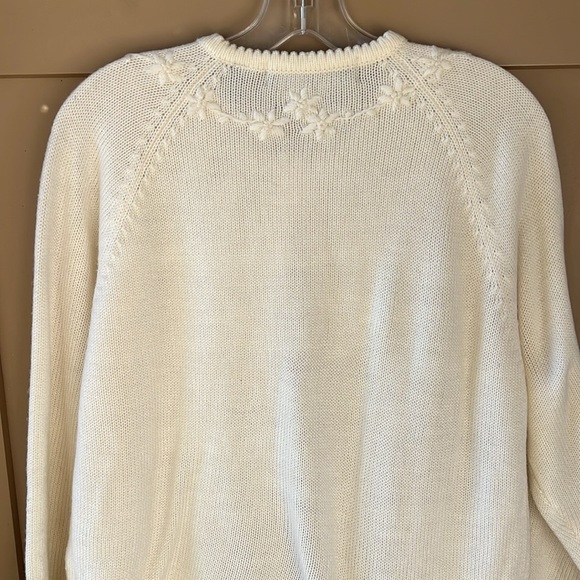 Karen Scott Vintage Like New Sz S Cream Embroidered Cottagecore Cardigan Sweater - Picture 6 of 8